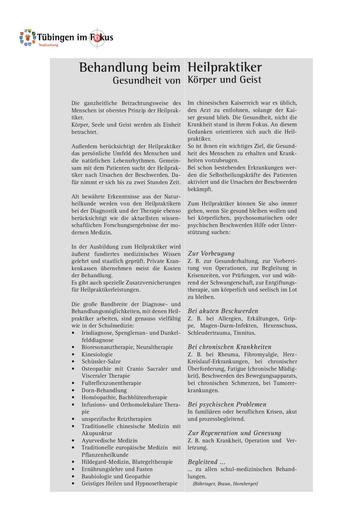2008 | Tübingen im Fokus | Behandlung beim Heilpraktiker