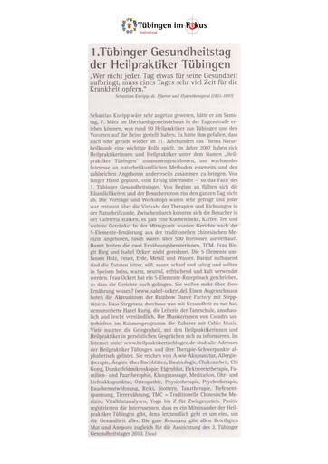 2009 | Tübingen im Fokus | 1.Gesundheitstag